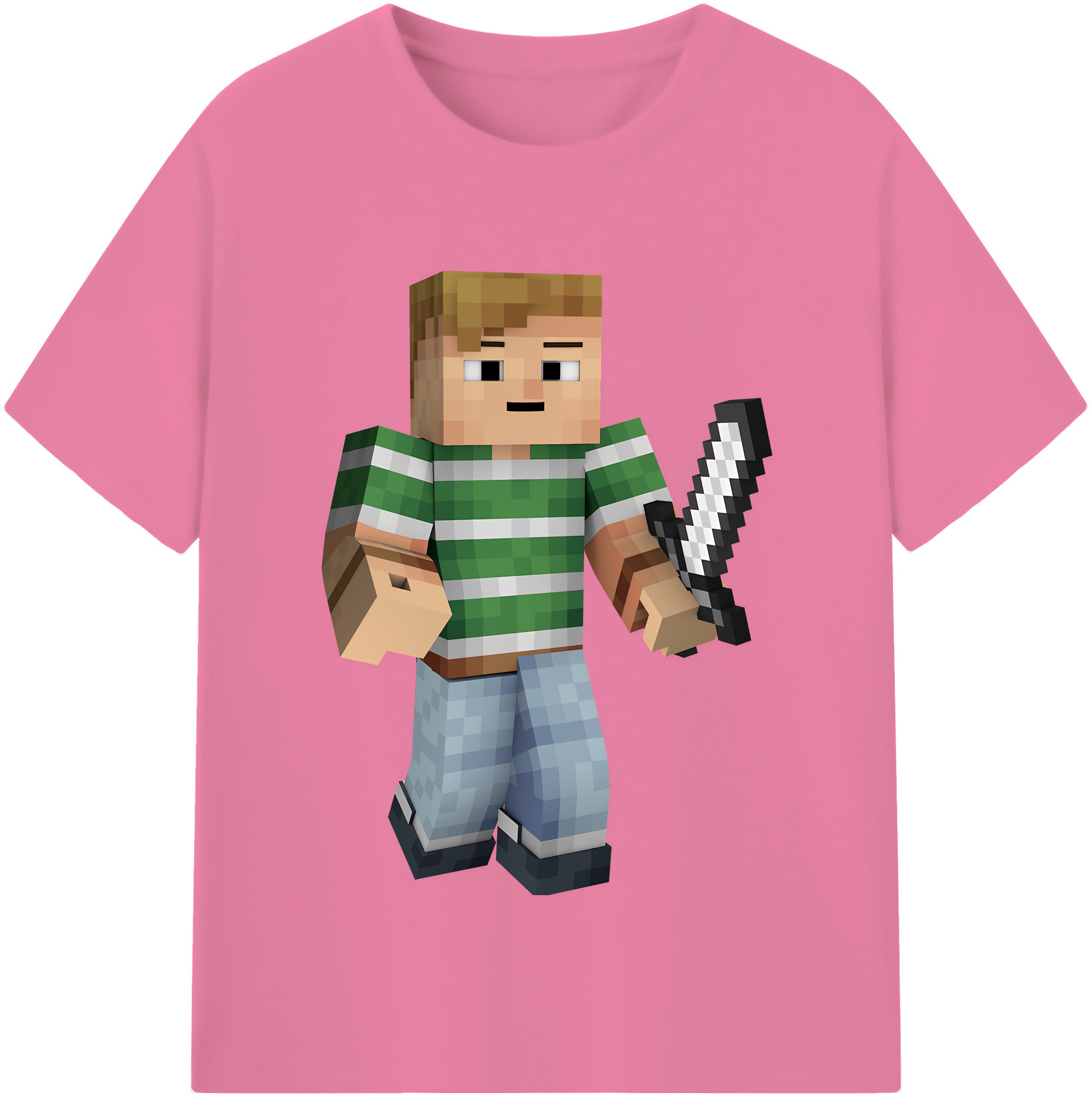 （画像用） マインクラフト ブロックの世界 Minecraft MC Block world 綿100％半袖Tシャツ（フロントプリント）
